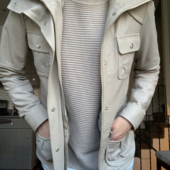 Taupe real leather jacket - Picture 7 of 10